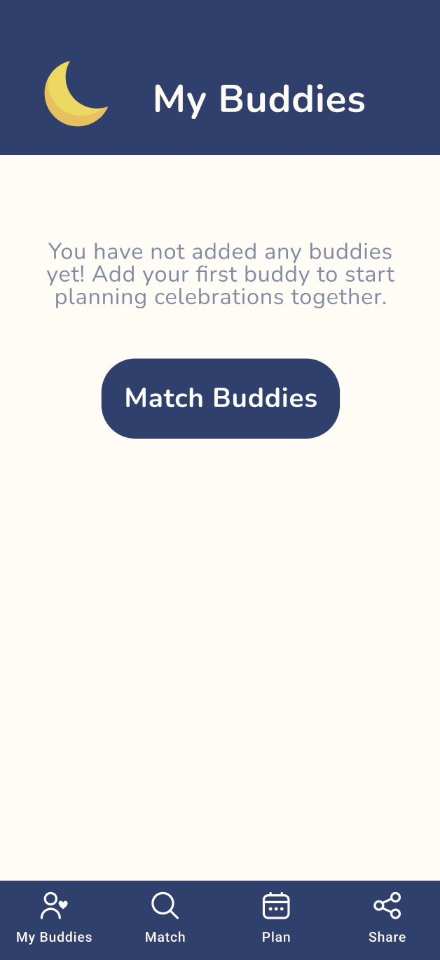Cultural Buddy Finder - Home screen